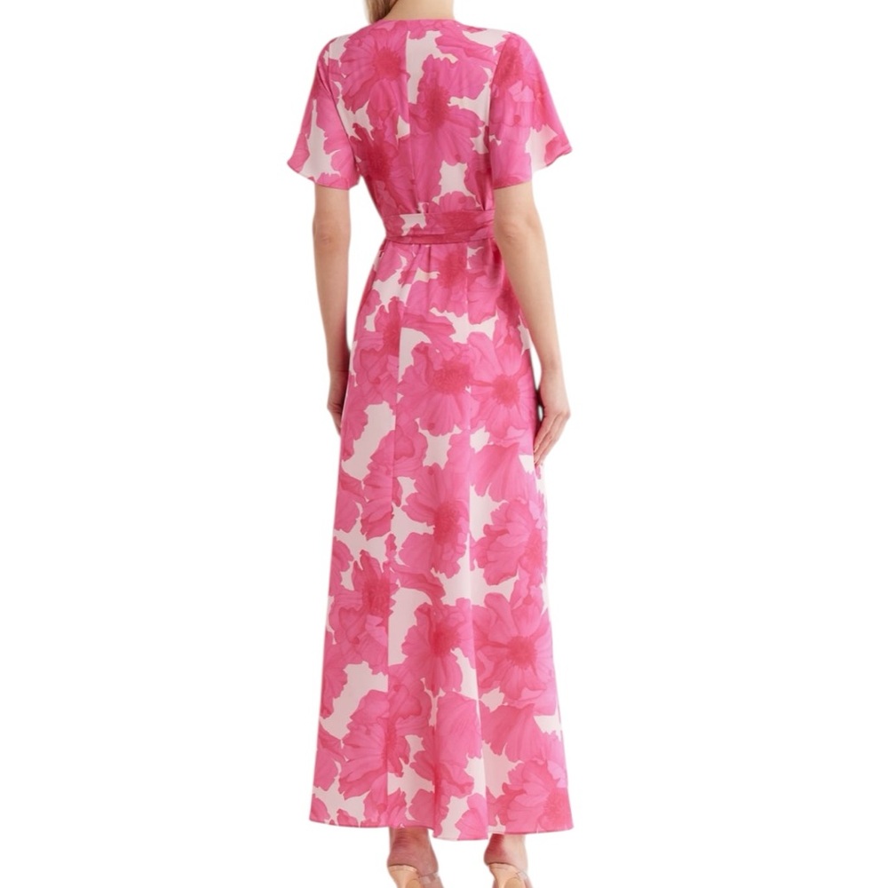 HUTCH Pink Floral Wrap Maxi Dress Flutter Sleeve Women’s Small NWT - Picture 4 of 4